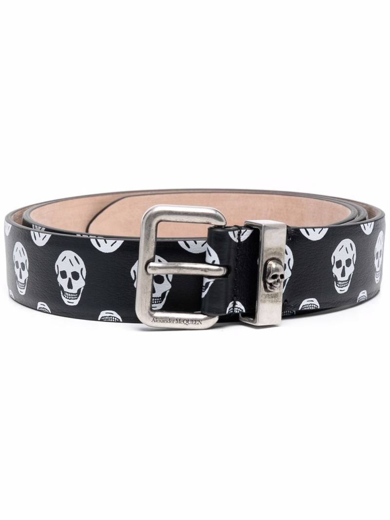 Alexander McQueen skull-print leather belt - Black von Alexander McQueen