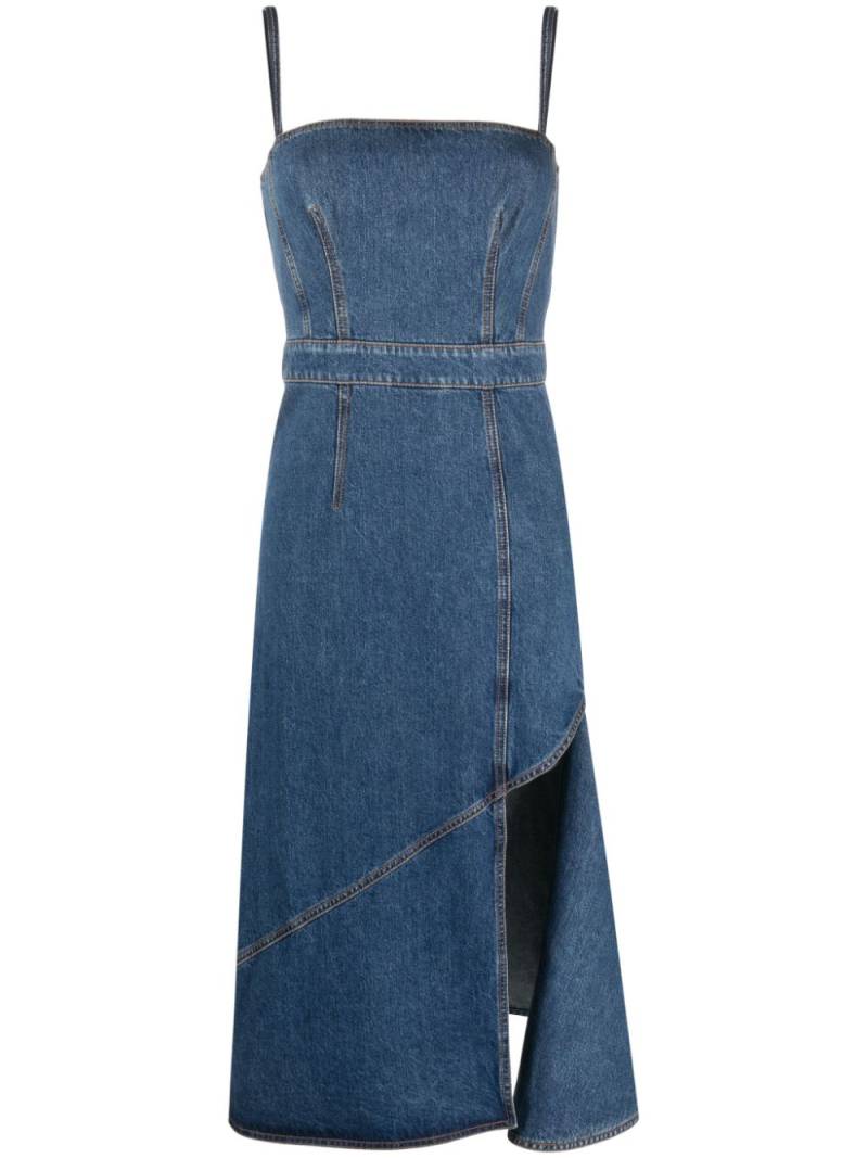 Alexander McQueen asymmetric denim midi dress - Blue von Alexander McQueen