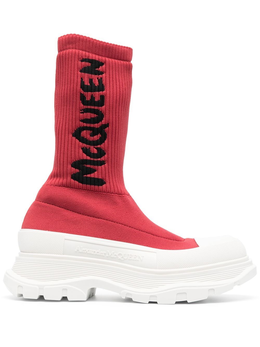 Alexander McQueen sock-style logo-print boots - Red von Alexander McQueen