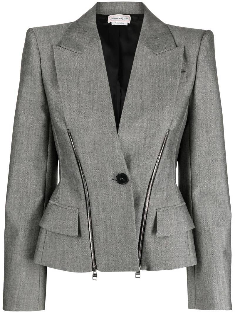 Alexander McQueen zip-detailed wool-blend blazer - Black von Alexander McQueen