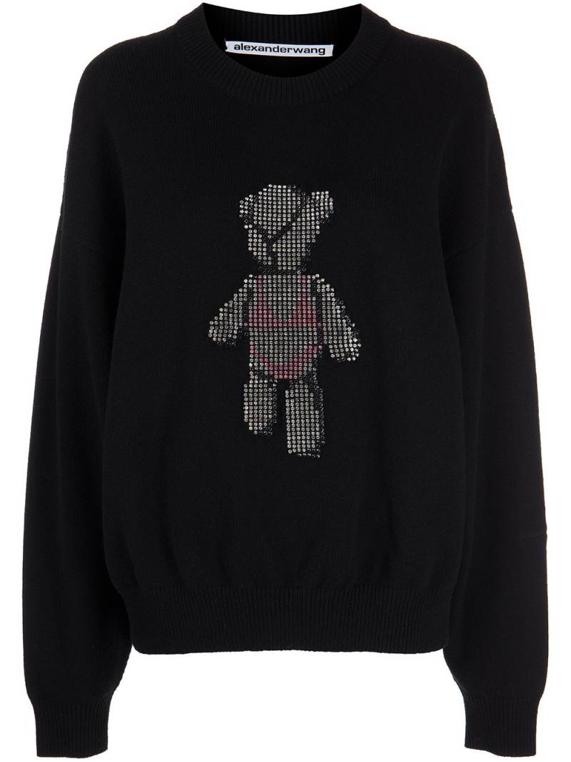 Alexander Wang Beiress crystal-embellished wool jumper - Black von Alexander Wang