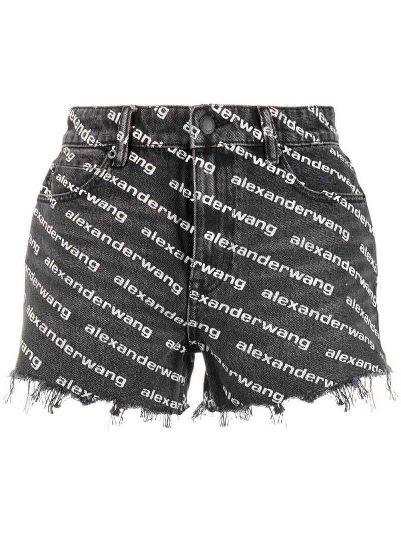 Alexander Wang Bite logo-print denim shorts - Grey von Alexander Wang