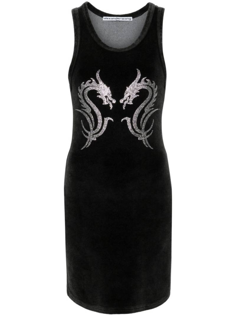 Alexander Wang Dragon Hotfix velour minidress - Black von Alexander Wang