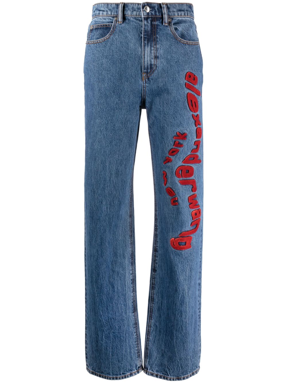 Alexander Wang EZ MR logo-appliqué straight-leg jeans - Blue von Alexander Wang