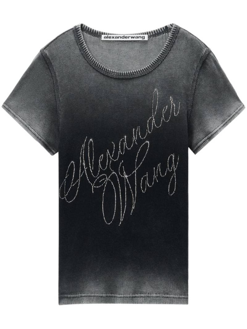 Alexander Wang Hotfix Cursive-logo cotton T-shirt - Grey von Alexander Wang