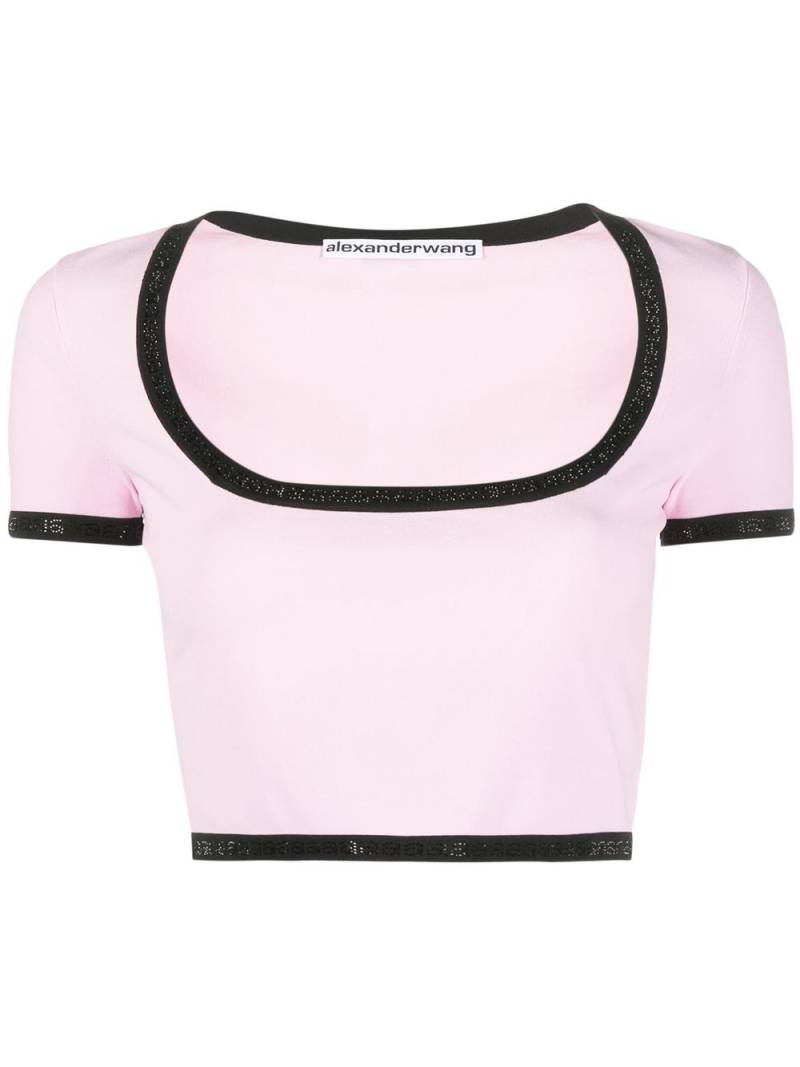 Alexander Wang contrast-trim cropped T-Shirt - Pink von Alexander Wang