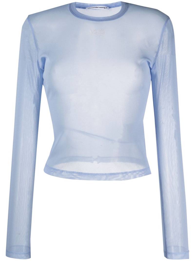 Alexander Wang Hotfix long-sleeve mesh T-shirt - Blue von Alexander Wang