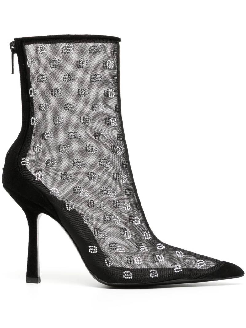 Alexander Wang crystal-logo mesh boots - Black von Alexander Wang