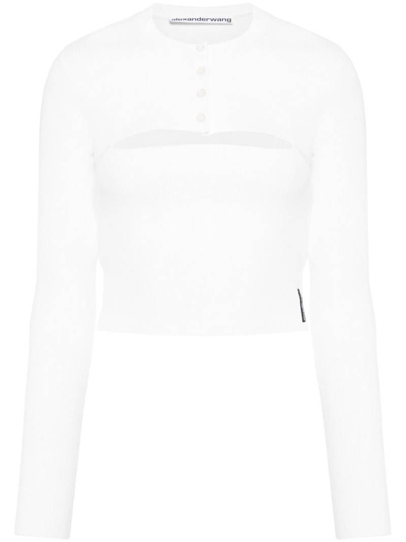 Alexander Wang cut-out long-sleeved cropped top - White von Alexander Wang