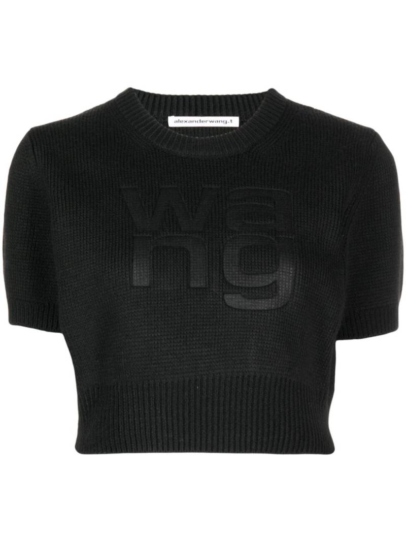 Alexander Wang logo-debossed knitted T-shirt - Black von Alexander Wang