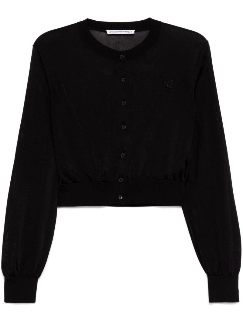 Alexander Wang embroidered logo cropped cardigan - Black von Alexander Wang