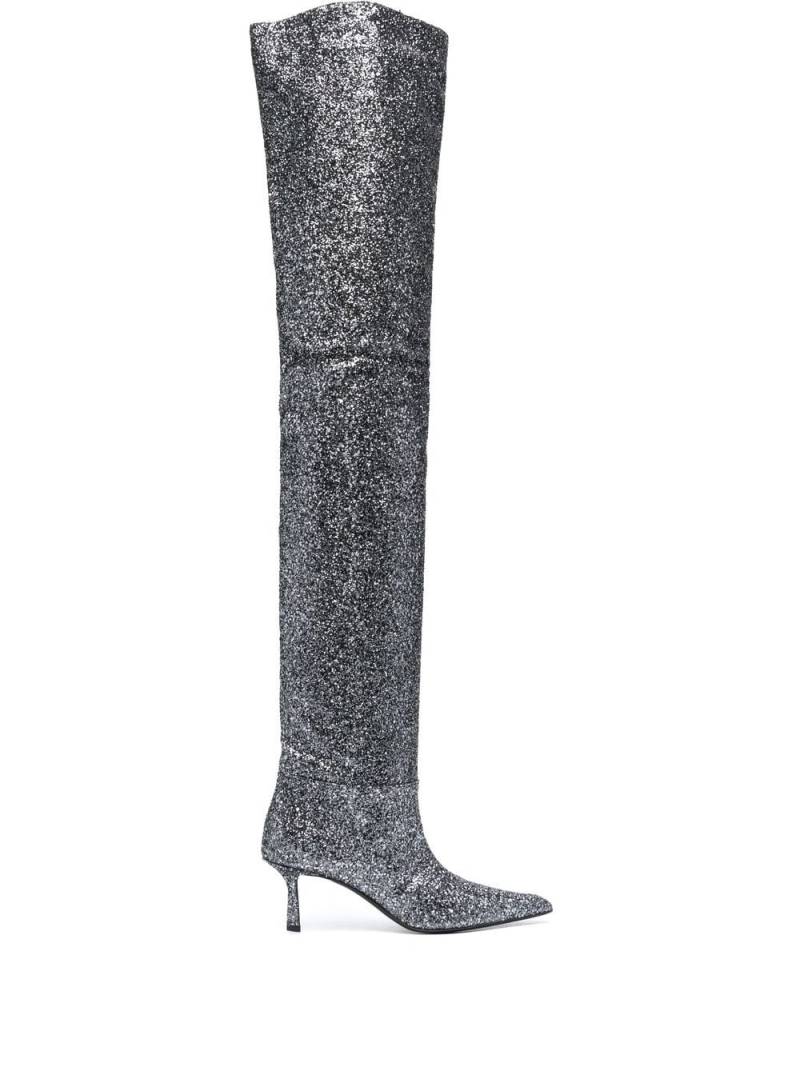 Alexander Wang glitter thigh-high boots - Silver von Alexander Wang