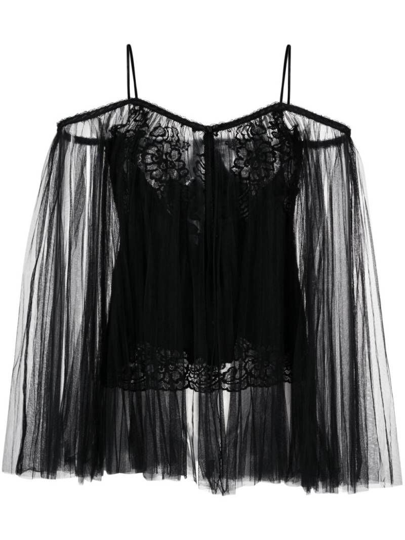 Alexander Wang lace-embroidered charmeuse tunic top - Black von Alexander Wang