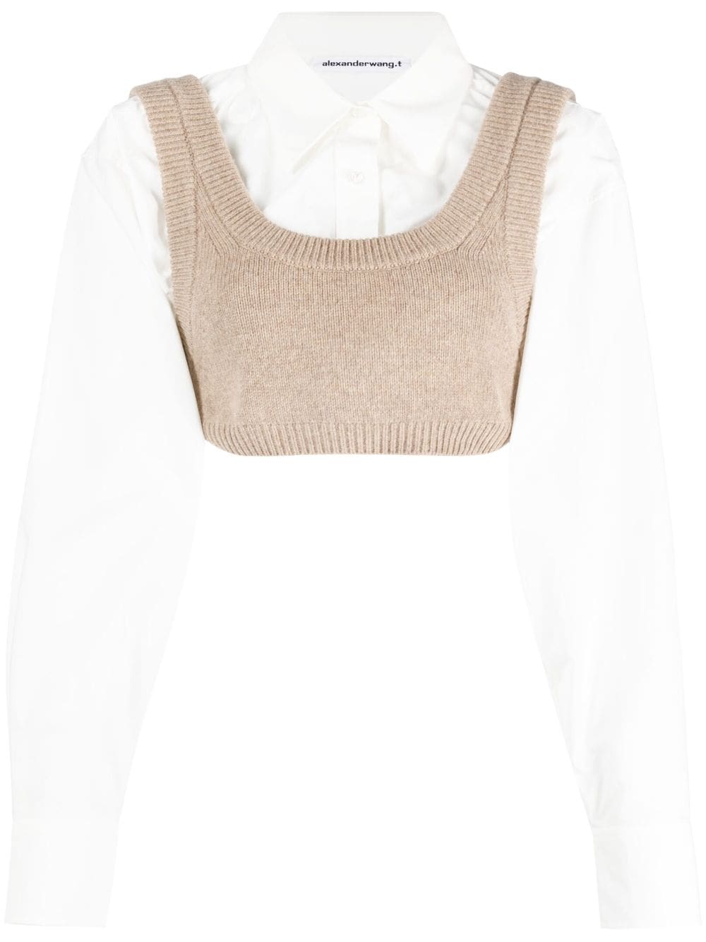 Alexander Wang layered poplin crop top - Neutrals von Alexander Wang