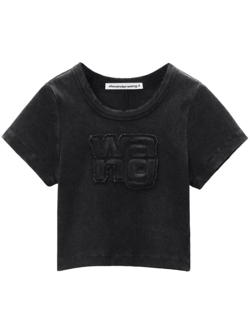 Alexander Wang logo-appliqué cropped T-shirt - Black von Alexander Wang