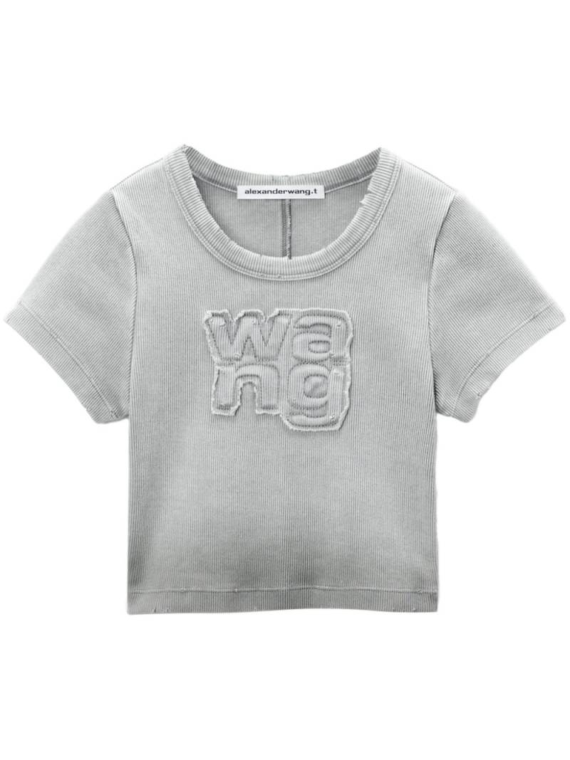 Alexander Wang logo-appliqué cropped T-shirt - Grey von Alexander Wang