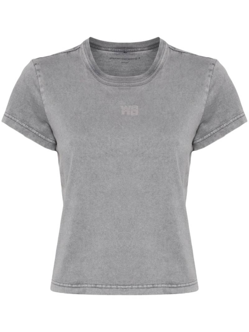 Alexander Wang logo-appliqué ribbed cotton T-shirt - Grey von Alexander Wang