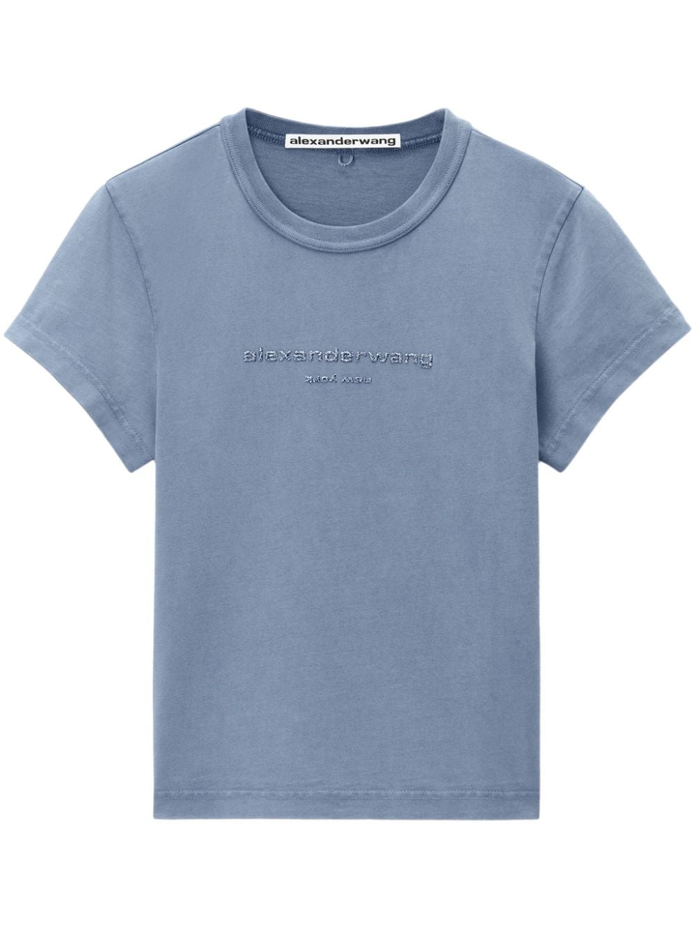 Alexander Wang logo-appliqué shrunken T-shirt - Blue von Alexander Wang