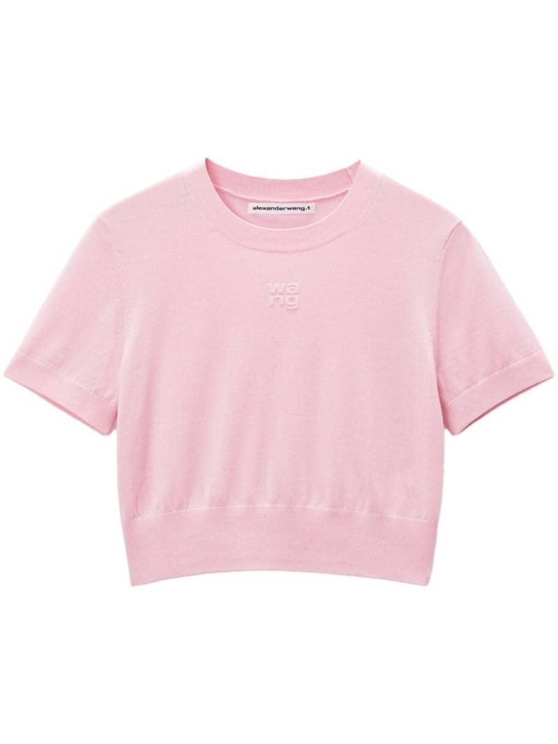 Alexander Wang logo-embossed knitted T-shirt - Pink von Alexander Wang