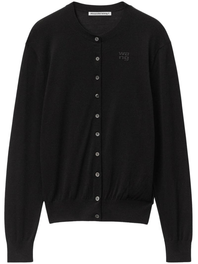 Alexander Wang logo-embossed merino-wool cardigan - Black von Alexander Wang