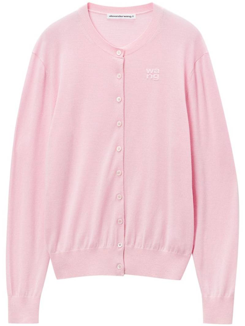 Alexander Wang logo-embossed merino-wool cardigan - Pink von Alexander Wang