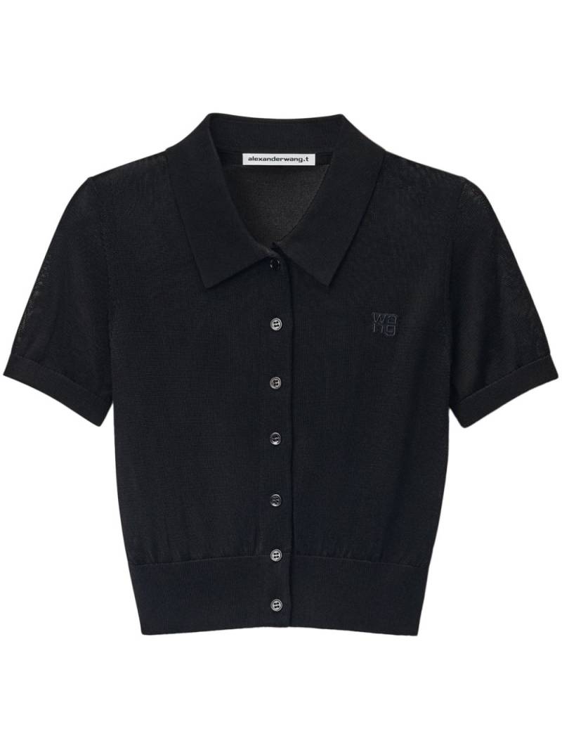 Alexander Wang logo-embroidered polo cardigan - Black von Alexander Wang