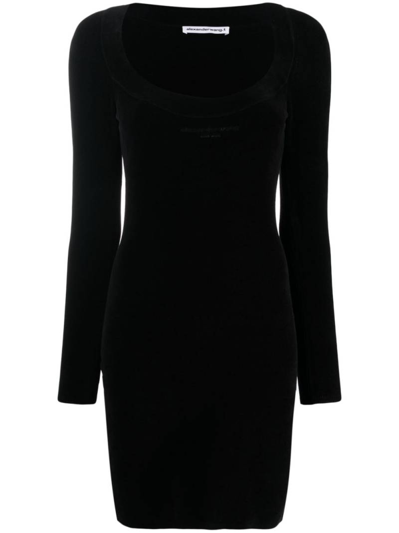 Alexander Wang logo-embroidered scoop-neck minidress - Black von Alexander Wang