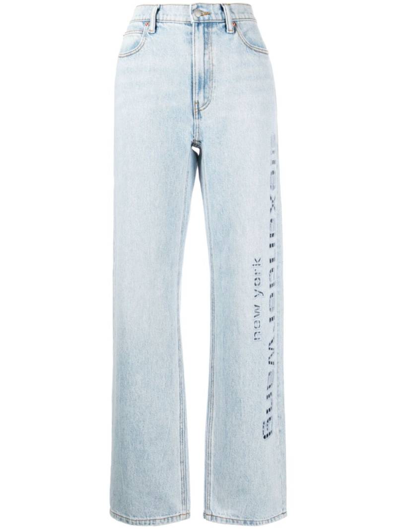 Alexander Wang logo-perforated cotton straight jeans - Blue von Alexander Wang