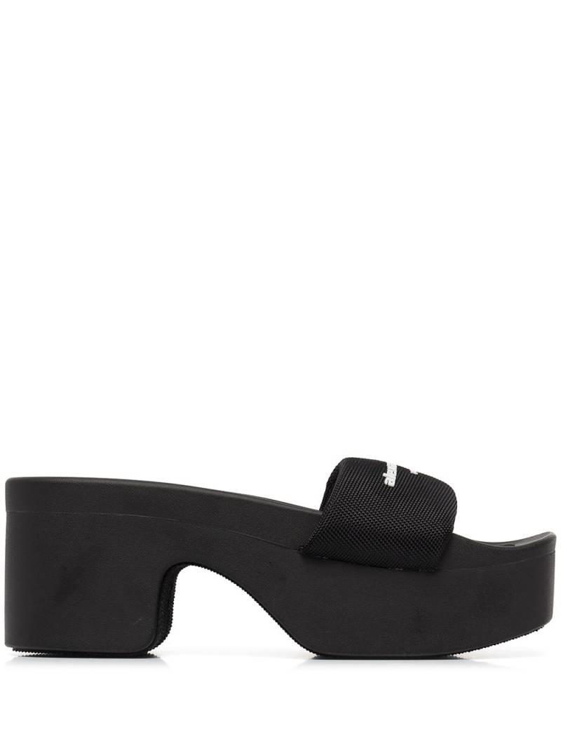 Alexander Wang logo-print strap slides - Black von Alexander Wang