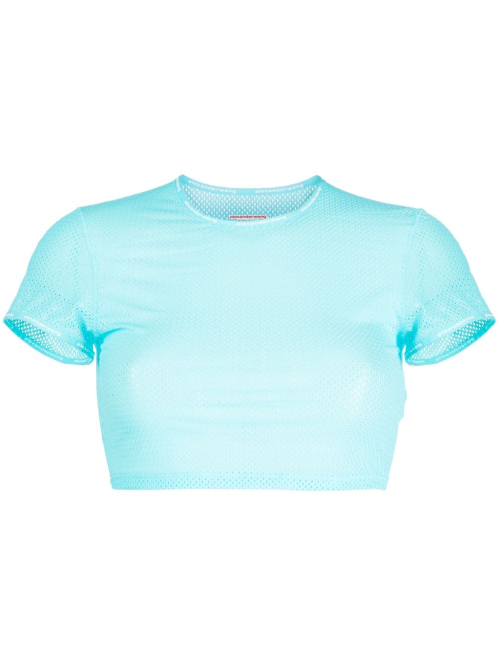 Alexander Wang logo-trim cropped T-shirt - Blue von Alexander Wang