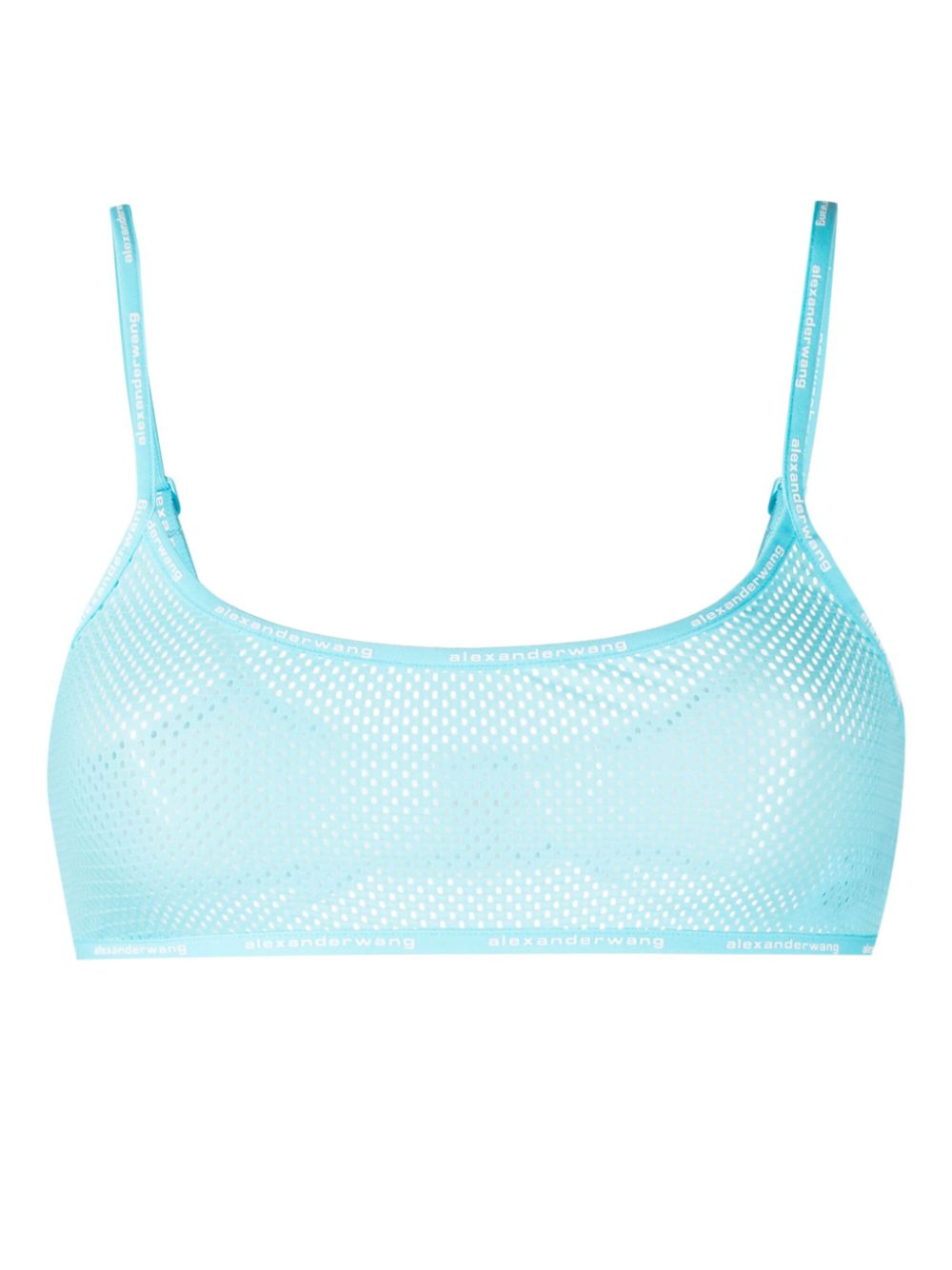 Alexander Wang logo-trim mesh bra - Blue von Alexander Wang