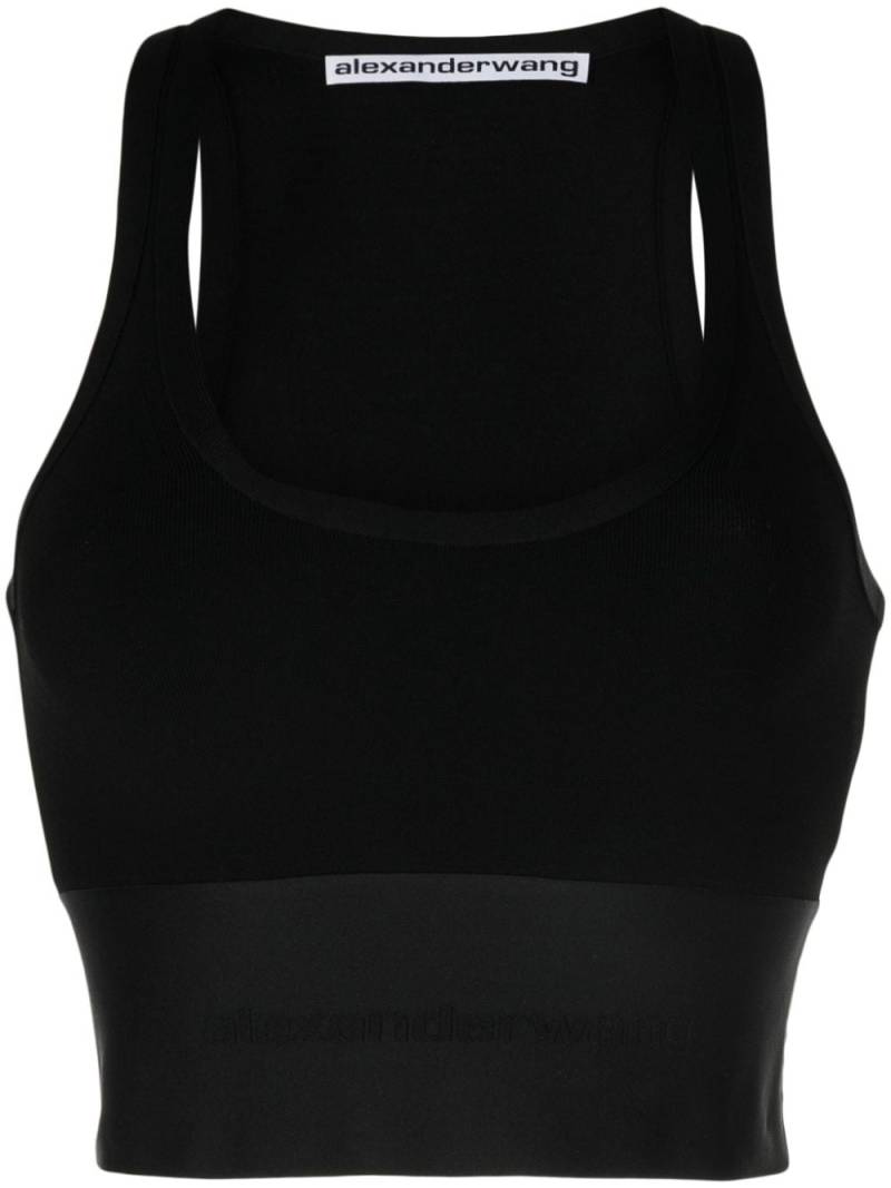 Alexander Wang logo-waistband cropped tank top - Black von Alexander Wang