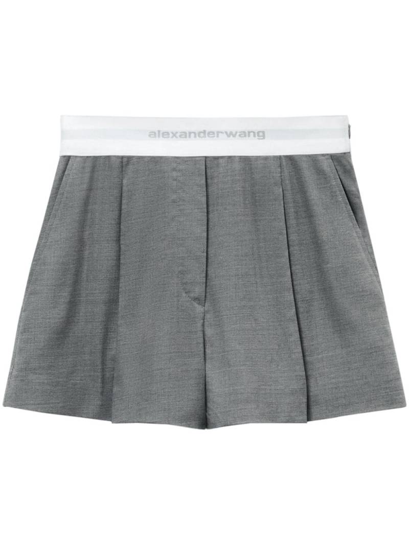 Alexander Wang logo-waistband pleated shorts - Grey von Alexander Wang