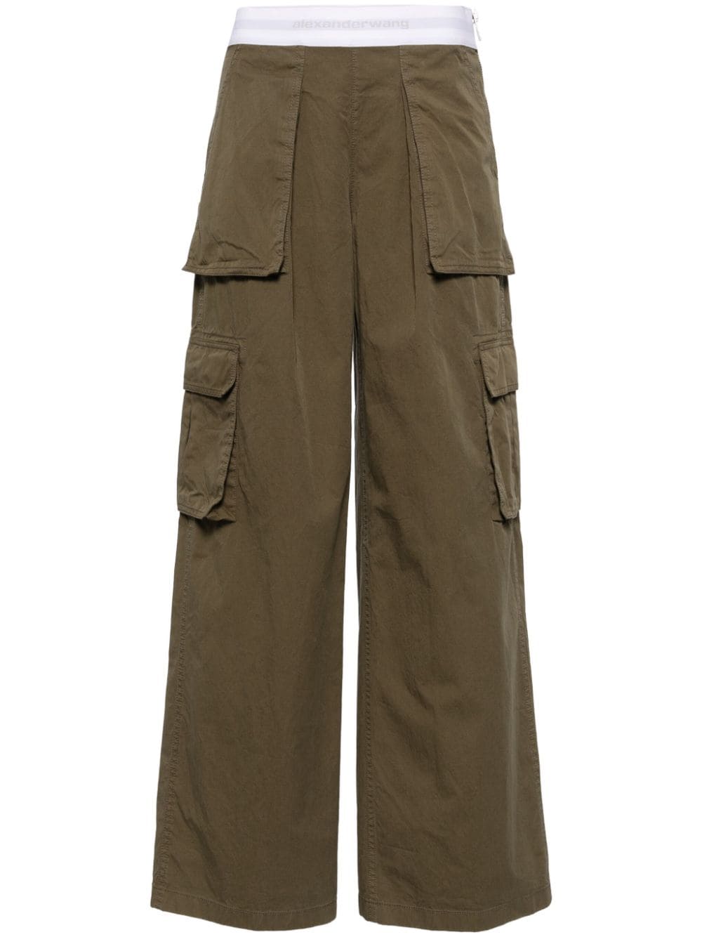 Alexander Wang logo-waistband straight-leg cargo trousers - Green von Alexander Wang