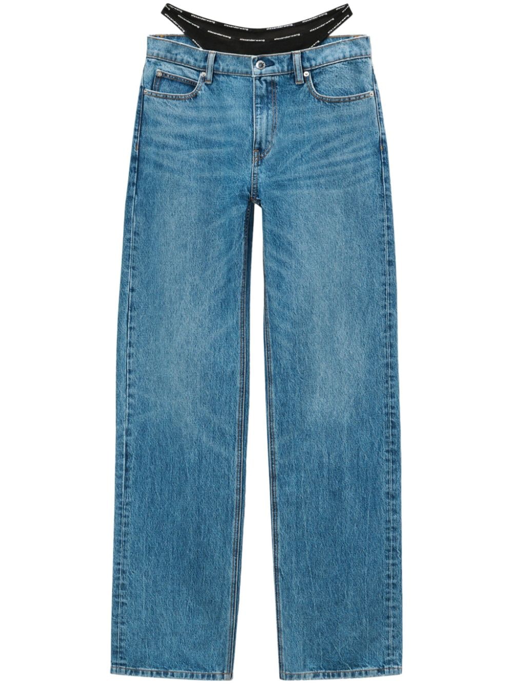 Alexander Wang logo-waistband straight-leg jeans - Blue von Alexander Wang