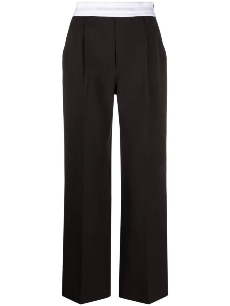 Alexander Wang logo-waistband straight-leg trousers - Brown von Alexander Wang