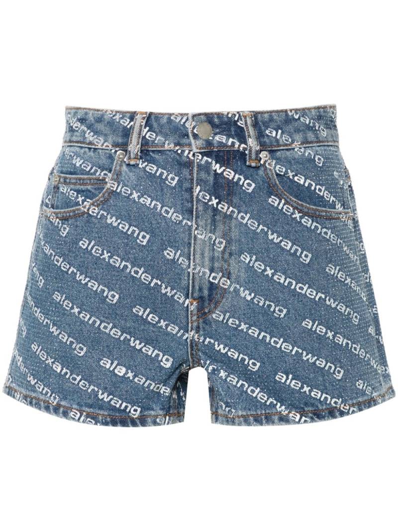 Alexander Wang rhinestoned denim shorts - Blue von Alexander Wang