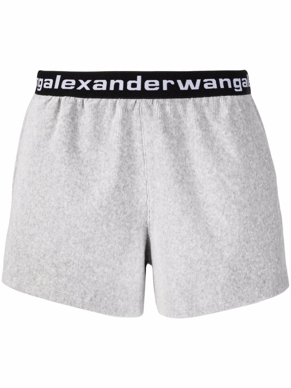 Alexander Wang ribbed logo-waistband shorts - Grey von Alexander Wang