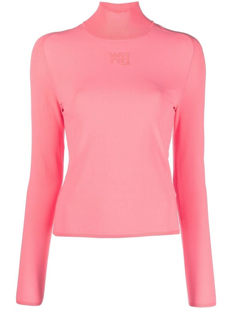 Alexander Wang roll neck embossed-logo jumper - Pink von Alexander Wang