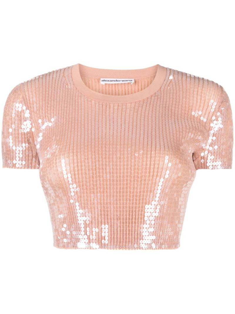 Alexander Wang sequin-embellishment cropped T-shirt - Pink von Alexander Wang