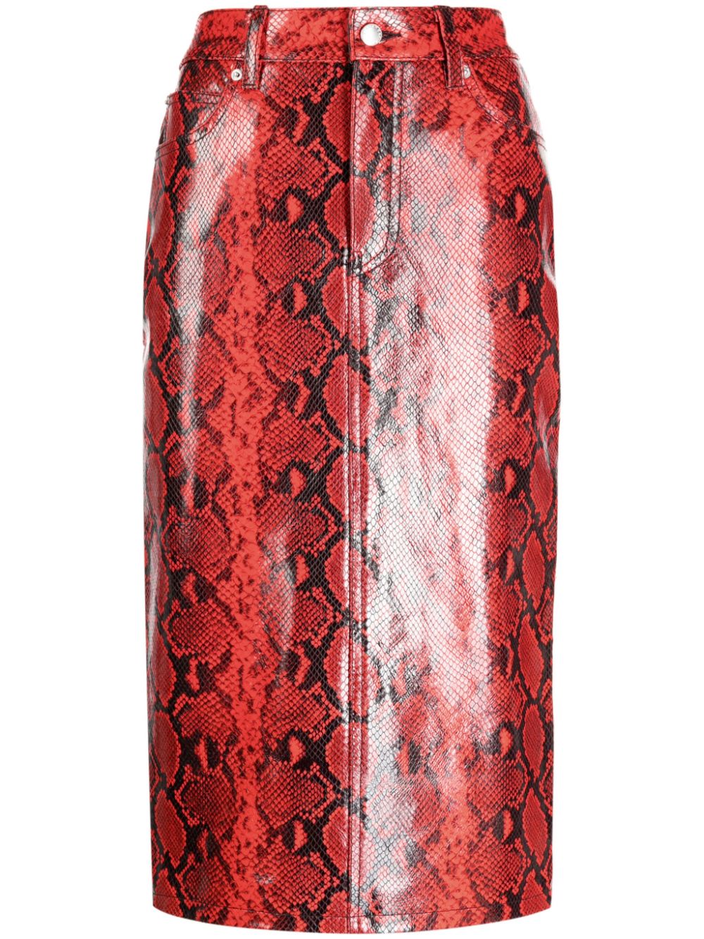 Alexander Wang snakeskin-effect leather pencil skirt - Red von Alexander Wang