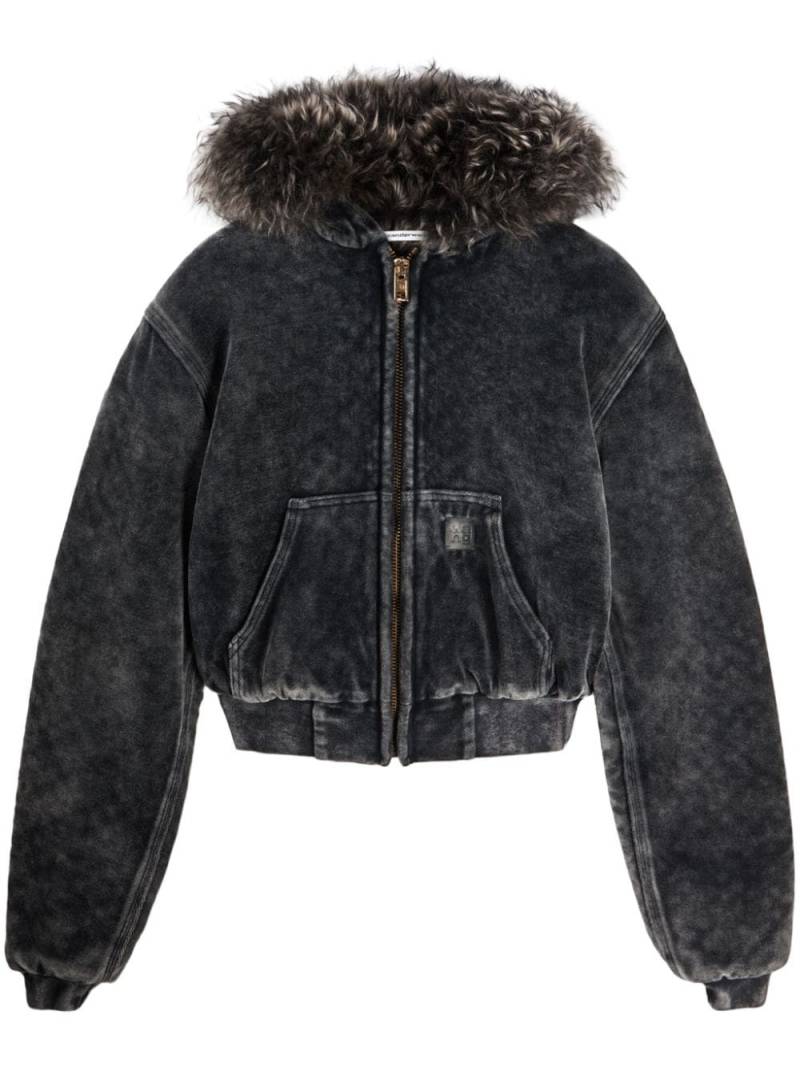 Alexander Wang velour hooded jacket - Black von Alexander Wang