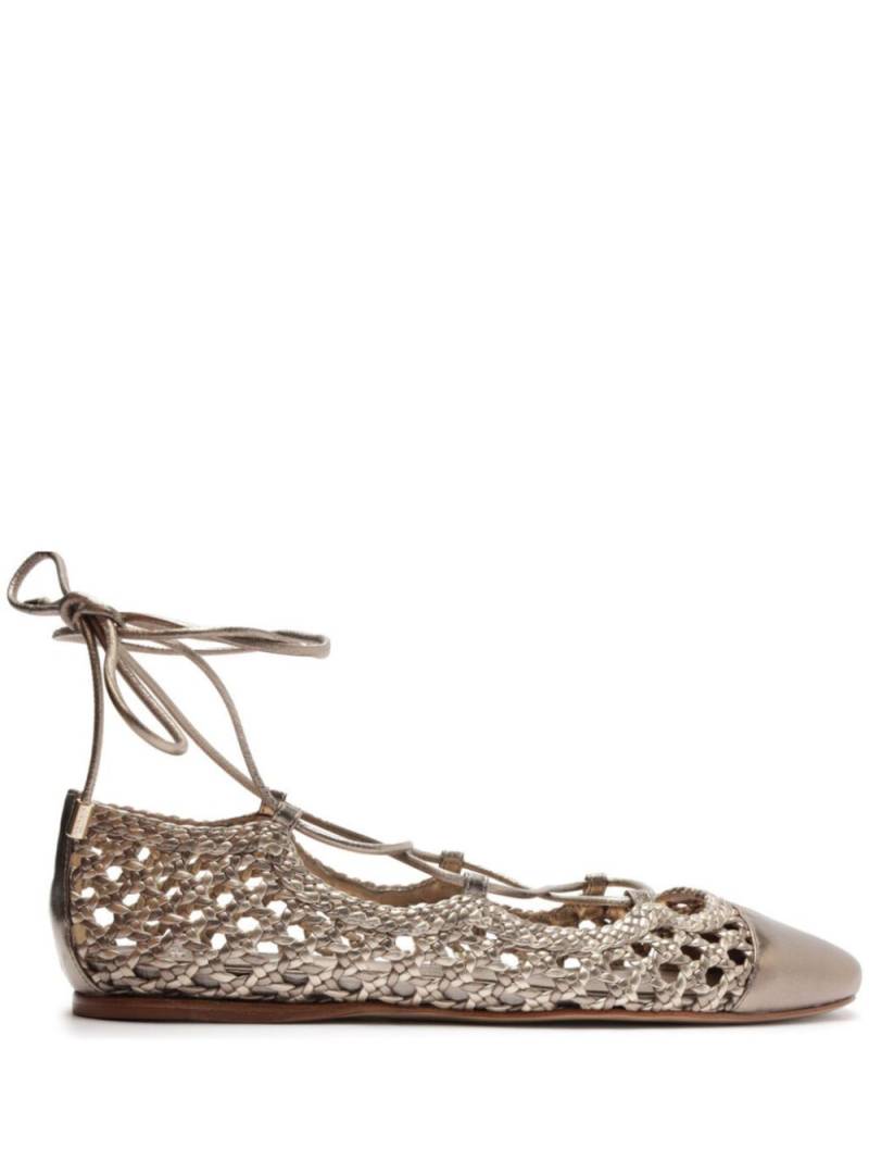 Alexandre Birman Ballerina Tresse woven leather lace-up ballerina shoes - Neutrals von Alexandre Birman