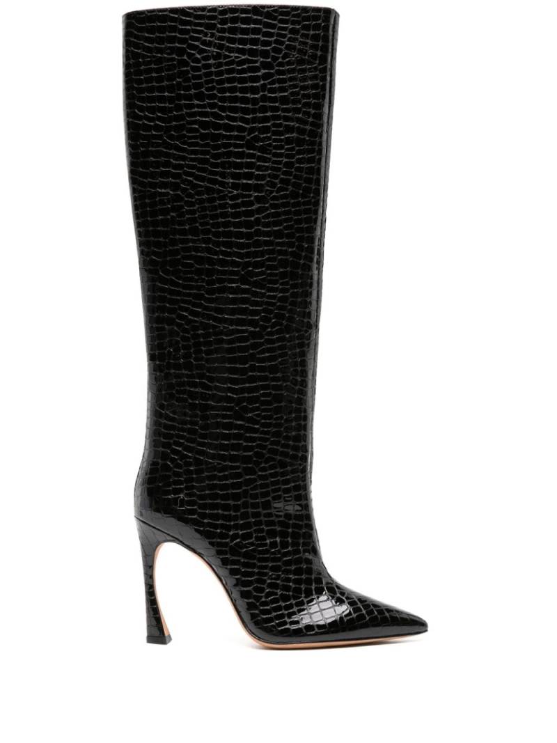 Alexandre Birman Kyra 100mm crocodile-embossed boots - Black von Alexandre Birman