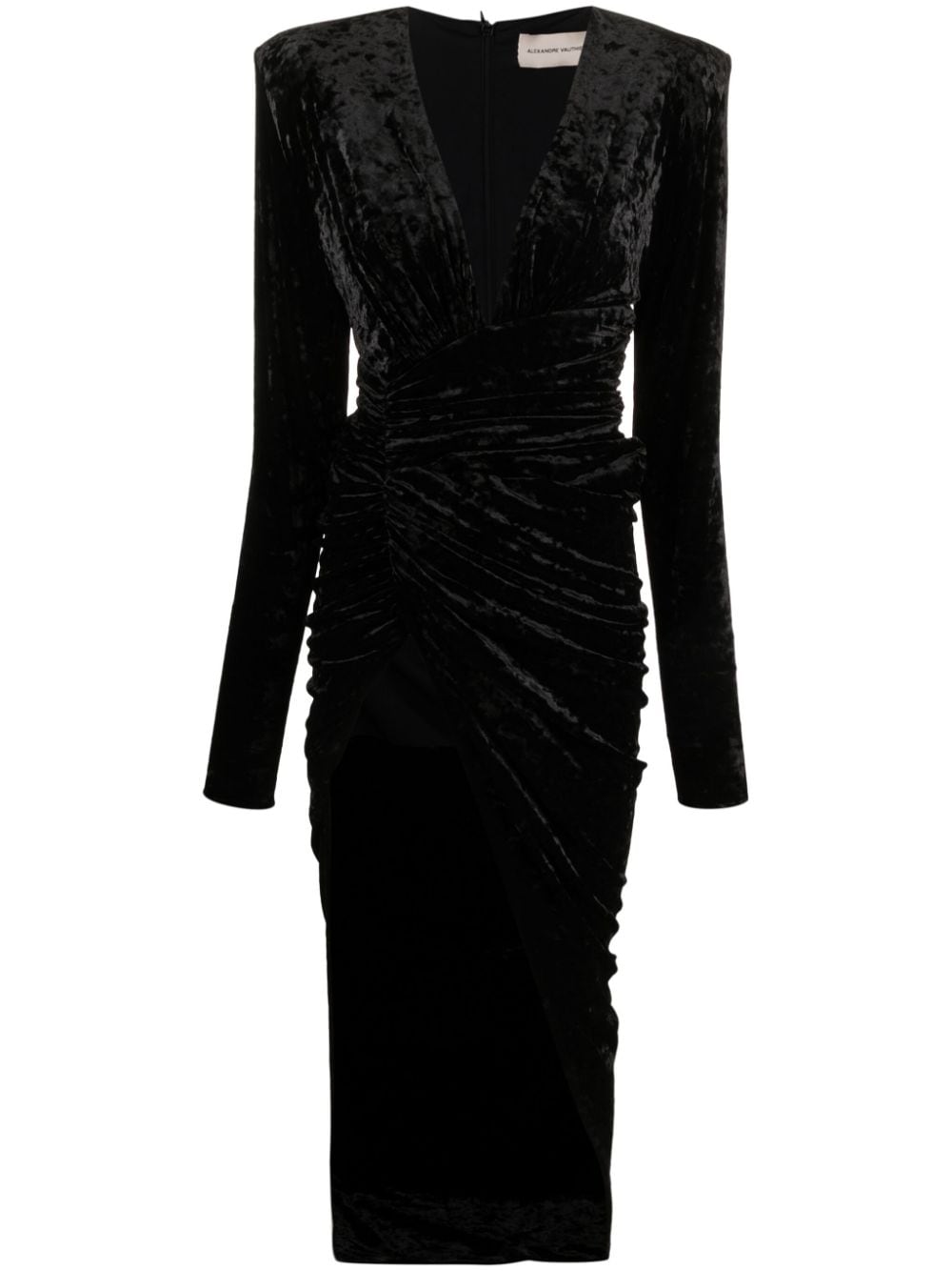 Alexandre Vauthier draped asymmetric velour dress - Black von Alexandre Vauthier