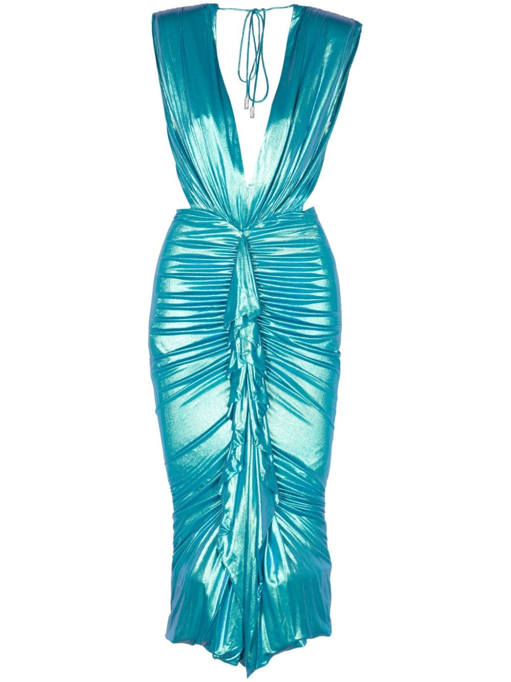 Alexandre Vauthier foiled drape-detailing dress - Blue von Alexandre Vauthier