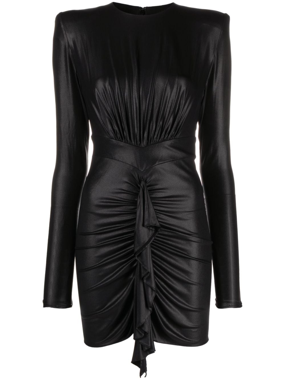 Alexandre Vauthier gathered ruffled satin-jersey minidress - Black von Alexandre Vauthier