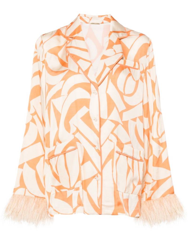 Alexis Braza feather-trim shirt - Orange von Alexis