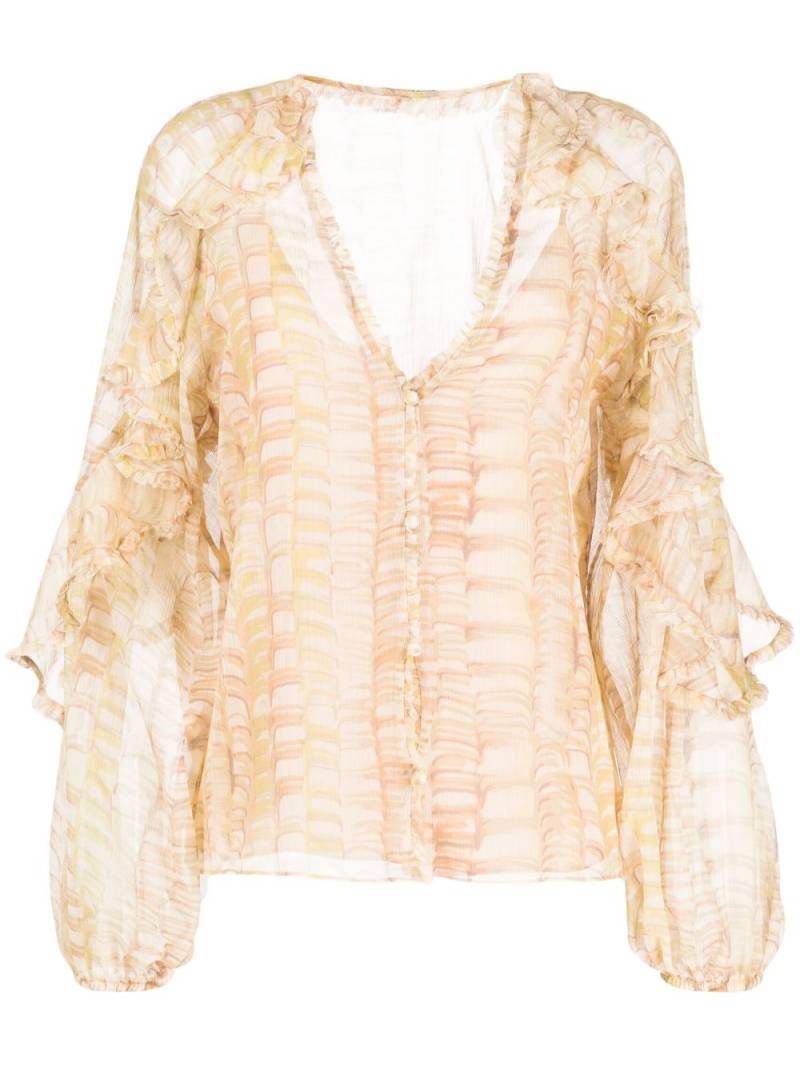 Alexis long-sleeve ruffled blouse - Neutrals von Alexis