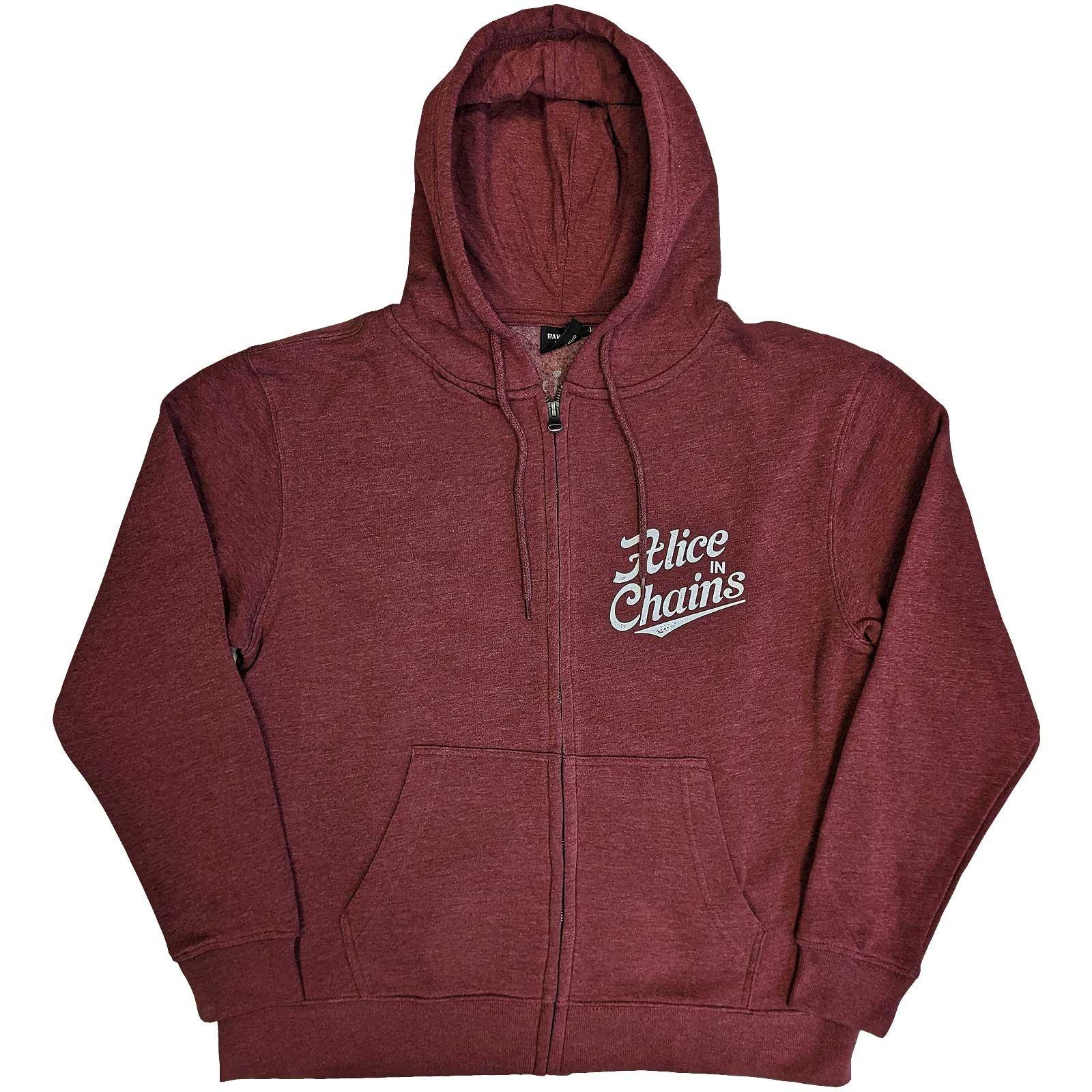 Hoodie Mit Durchgehendem Reißverschluss Herren Bordeaux L von Alice In Chains